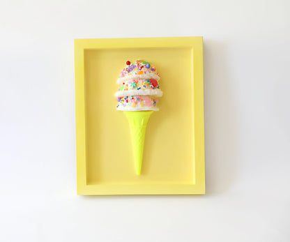 Candy Coated Ice Cream Art, Handcrafted Gelato Cone Resin Wall Decor, Brighten Kitchen Playroom, Fun Gift for Kids & Art Lovers