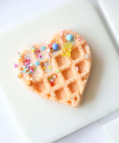 Heart Waffle Art , Cute Resin Wall Decor with Candy & Sprinkles, Adorable Kitchen Accent, Perfect Sweet Treat Gift