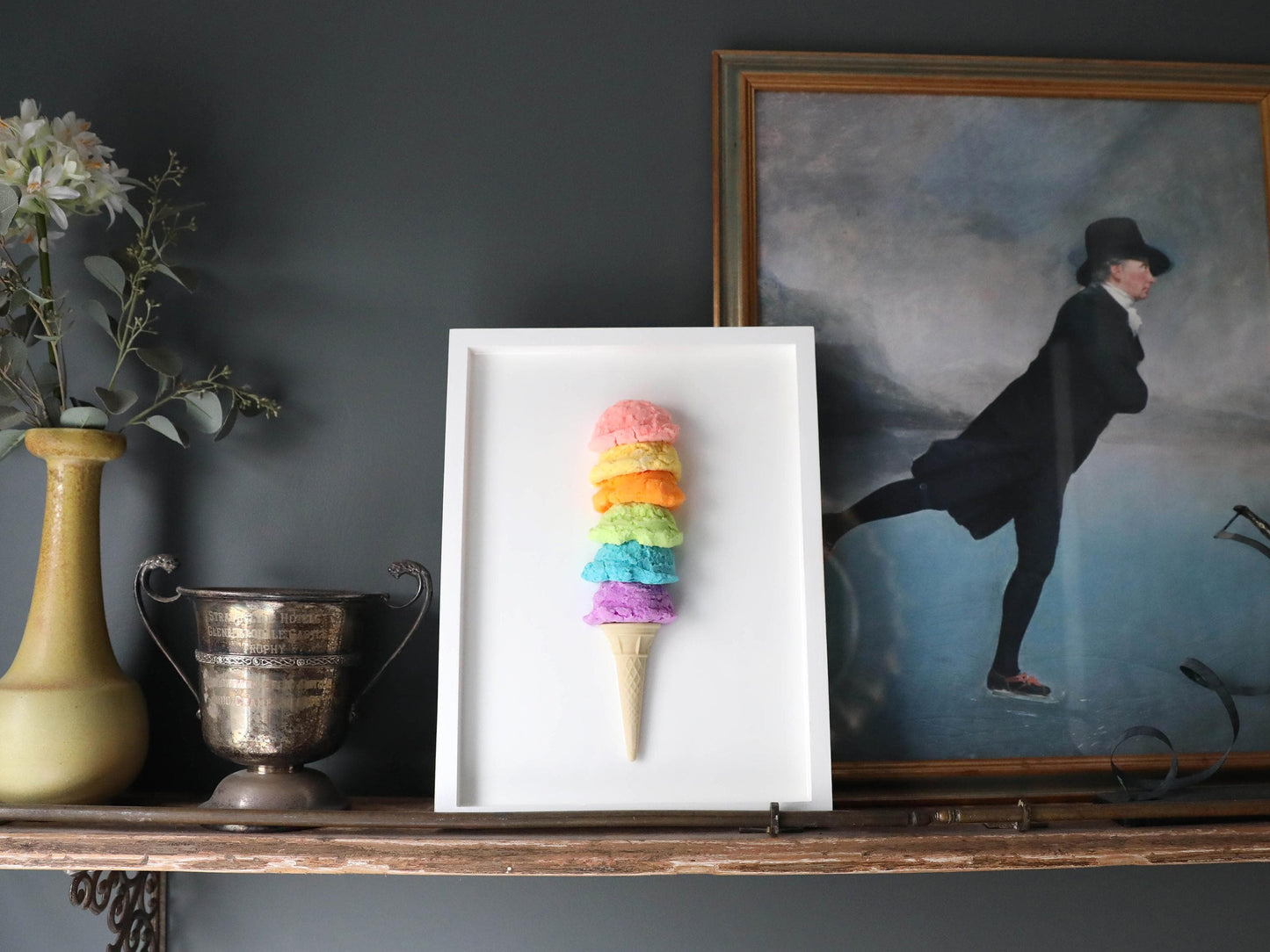 Multi Colour 6 Tier Resin Ice Cream Wall Art - Stunning Glitter-Embedded Artwork for Home Decor - Perfect Gift for Fun Spaces