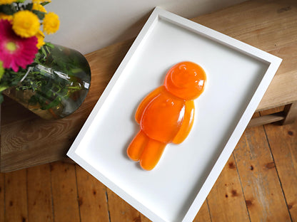 Resin Jelly Art Wall Decor, Vibrant Happy Orange Jelly Art for Kids Room, Unique Fun Gift for Birthdays or Playrooms
