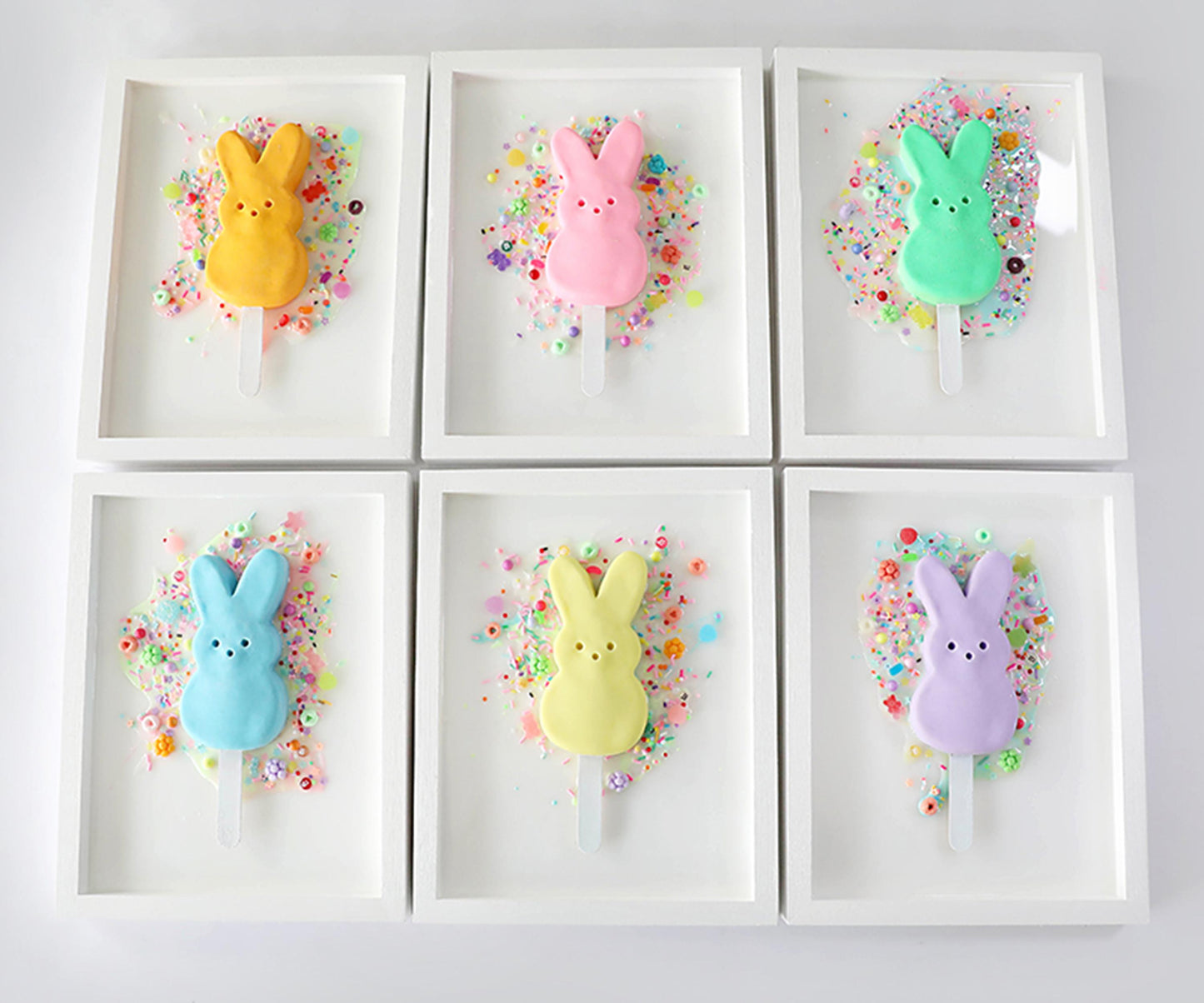 Pink Bunny Wall Art - Adorable Marshmallow Bunny Popsicle Wall Decor for Kids' Rooms, Fun Gift for Baby Showers & Nursery Decor