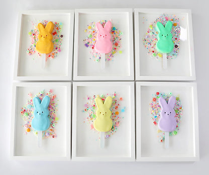 Pink Bunny Wall Art - Adorable Marshmallow Bunny Popsicle Wall Decor for Kids' Rooms, Fun Gift for Baby Showers & Nursery Decor