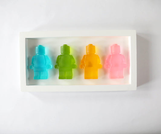 Robot men art framed kids wall art, pretty colours children’s artwork for playroom decoration, unique gift for boys and girls