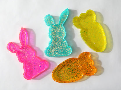 Glitter Bunny Trinket Dish, Holographic Resin Easter Decor, Ideal for Accessories & Gifts for Kids
