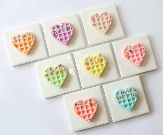 Heart Waffle Art , Cute Resin Wall Decor with Candy & Sprinkles, Adorable Kitchen Accent, Perfect Sweet Treat Gift