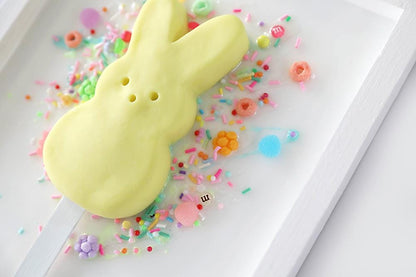 Marshmallow Bunny Popsicle Artwork, Whimsical Resin Wall Art for Child’s Room, Cute Gift for Babies & Kids’ Playrooms
