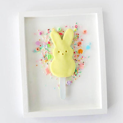 Marshmallow Bunny Popsicle Artwork, Whimsical Resin Wall Art for Child’s Room, Cute Gift for Babies & Kids’ Playrooms