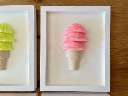 3D Ice Cream Art, Vibrant Crowned Kids Room Decor, Playroom Accent Gift for Child’s Birthday