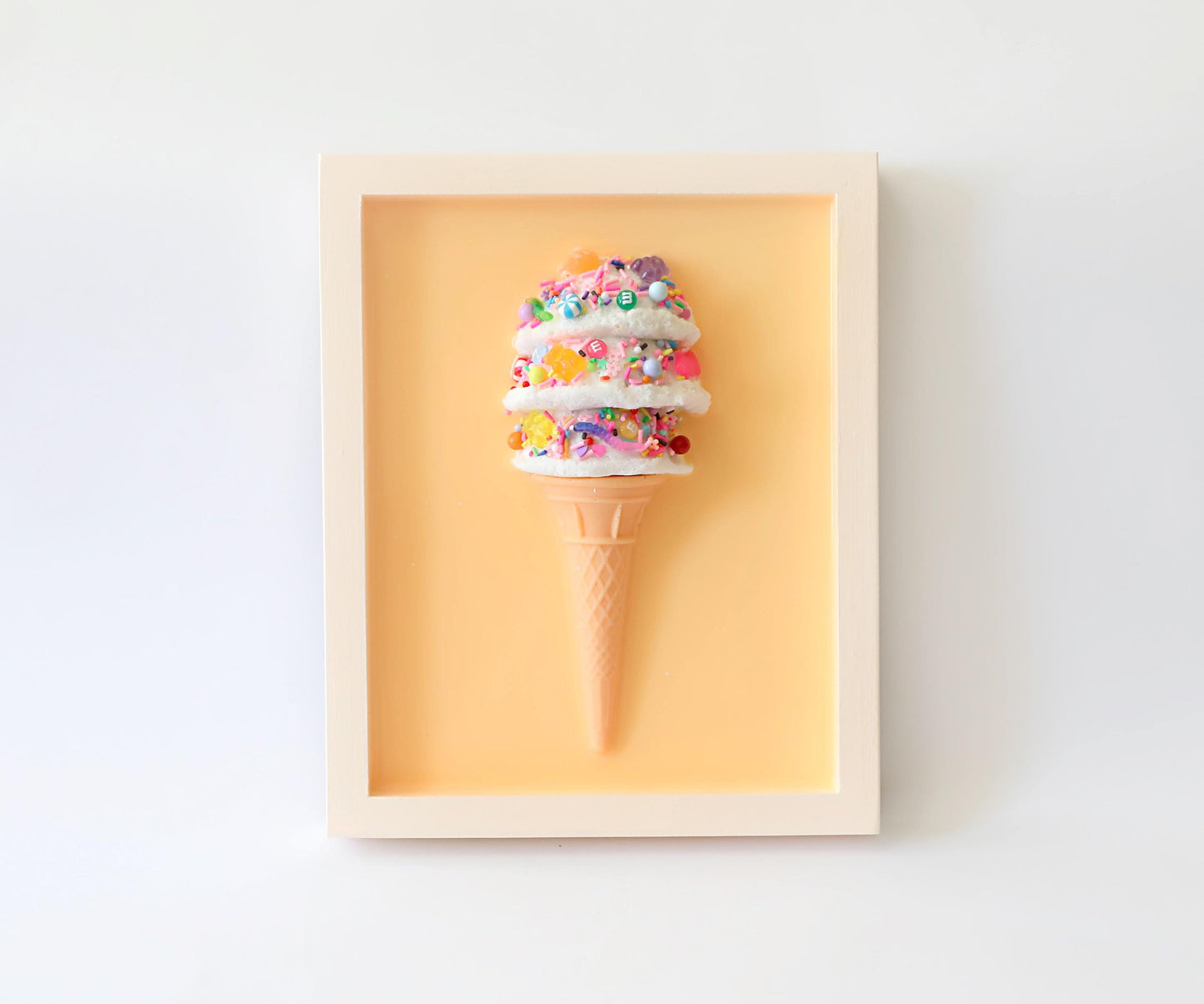 Candy Coated Ice Cream Art, Handcrafted Gelato Cone Resin Wall Decor, Brighten Kitchen Playroom, Fun Gift for Kids & Art Lovers
