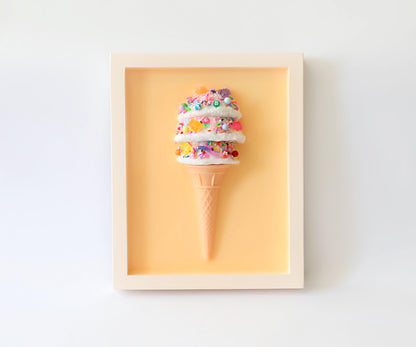 Candy Coated Ice Cream Art, Handcrafted Gelato Cone Resin Wall Decor, Brighten Kitchen Playroom, Fun Gift for Kids & Art Lovers