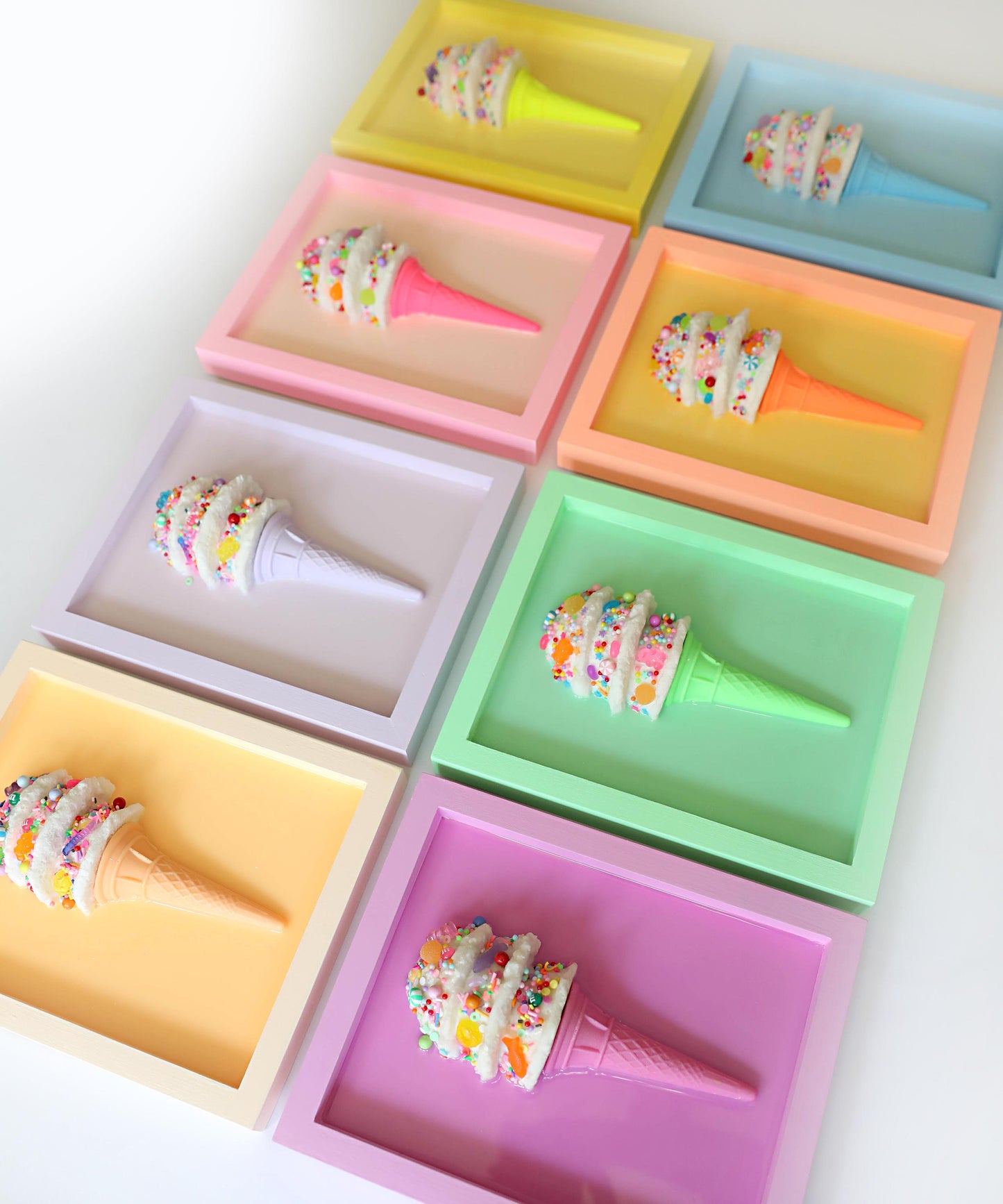 Candy Coated Ice Cream Art, Handcrafted Gelato Cone Resin Wall Decor, Brighten Kitchen Playroom, Fun Gift for Kids & Art Lovers