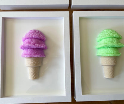 3D Resin Ice Cream Sculpture Wall Art with Crown | Modern Home Decor & Sweet Treat Design for Kids' Room