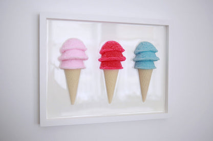 Charming Ice Cream Themed Framed Wall Artwork for Kid's Rooms
