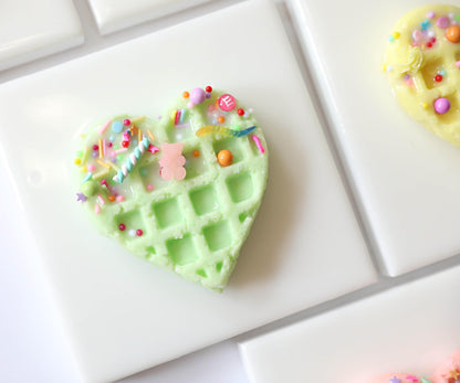 Heart Waffle Art , Cute Resin Wall Decor with Candy & Sprinkles, Adorable Kitchen Accent, Perfect Sweet Treat Gift