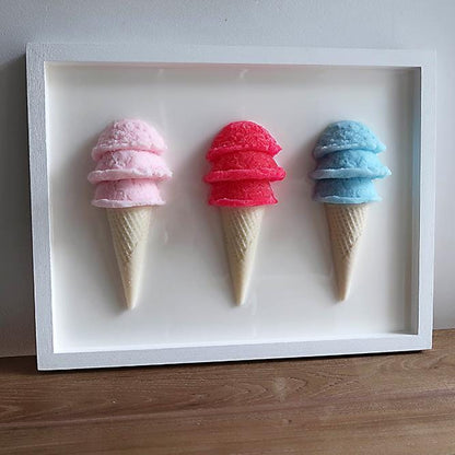 Charming Ice Cream Themed Framed Wall Artwork for Kid's Rooms