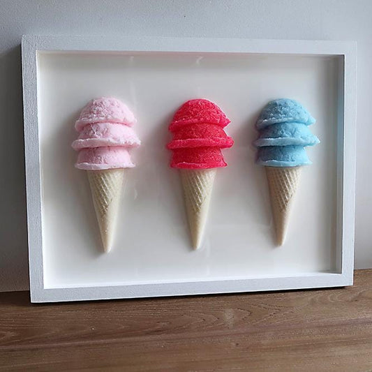 Charming Ice Cream Themed Framed Wall Artwork for Kid's Rooms