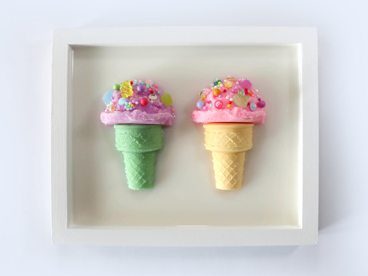 Mini Ice Cream Art, Handmade Resin 3D Pop Art for Home Decor, Unique Gift for Ice Cream Lovers